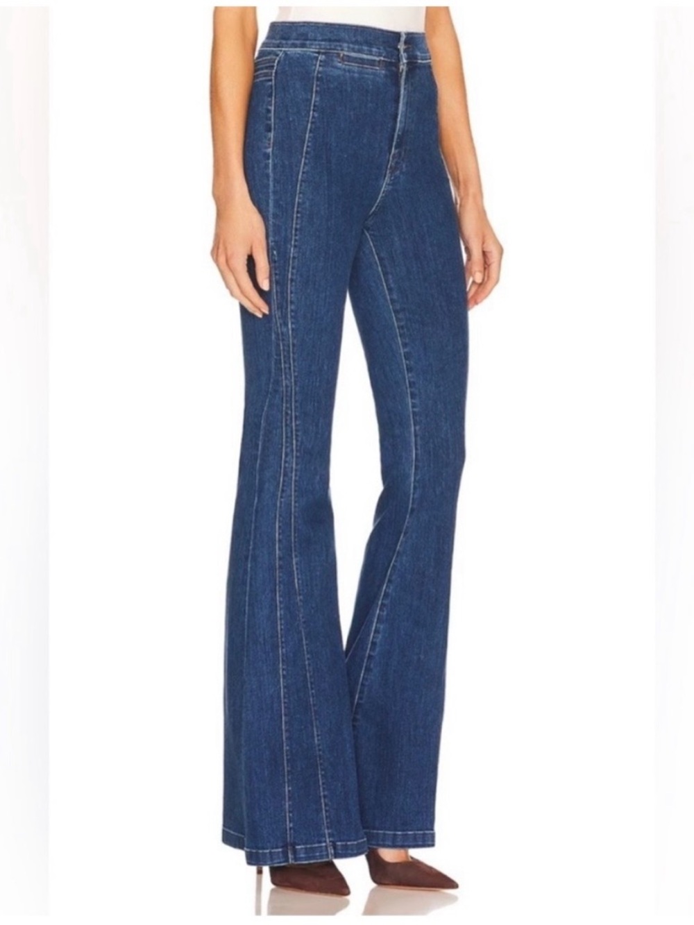 Veronica Beard Women’s Sheridan High Rise Exaggerated Flare Blue Denim Jeans 30
